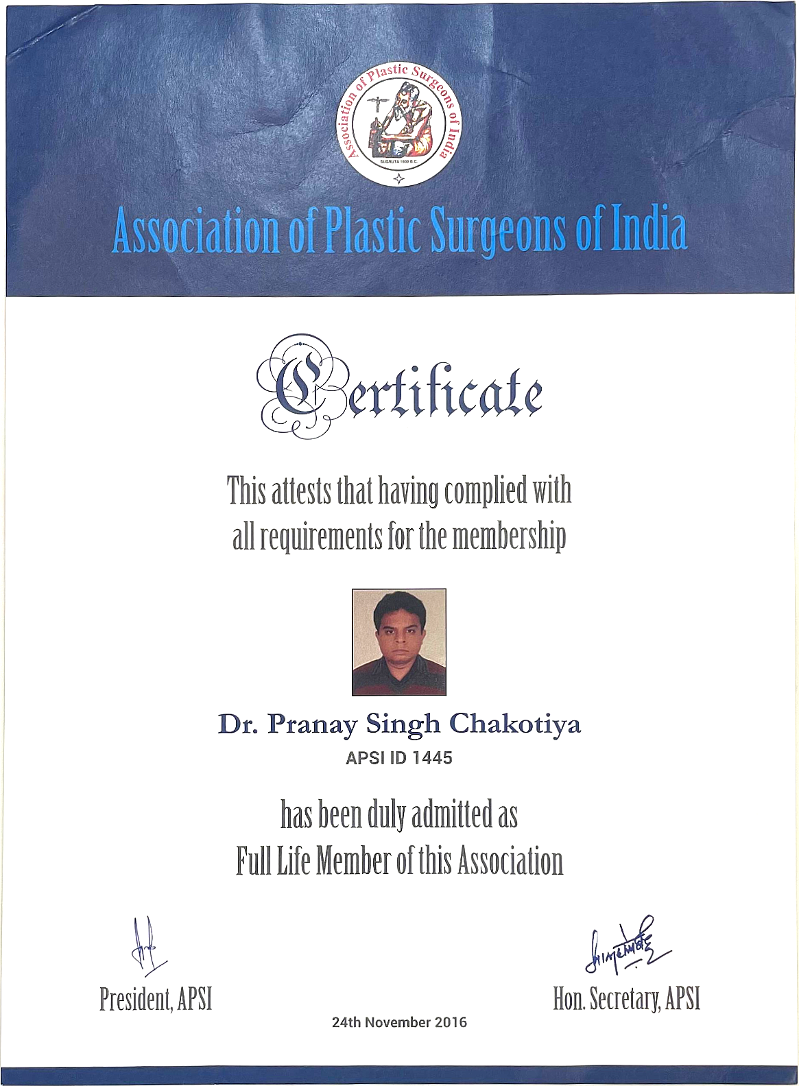 FUE Hair Restoration Certificate